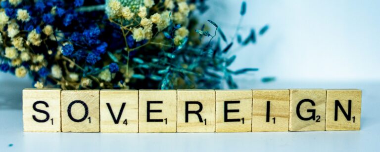 Word "sovereign" written using wooden blocks